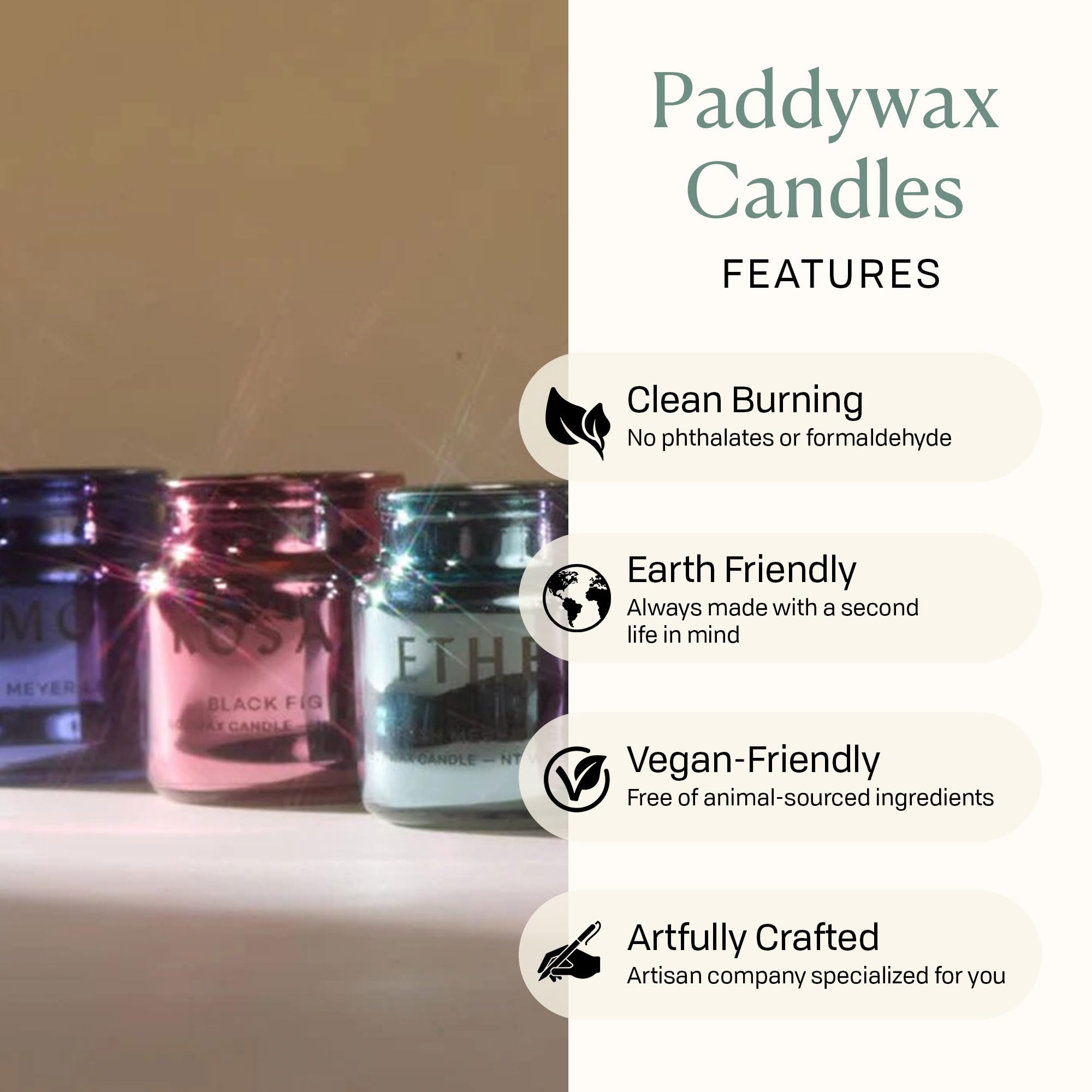 Bougie décorative Paddywax Chroma, verre étincelant et design moderne pour intérieur.
