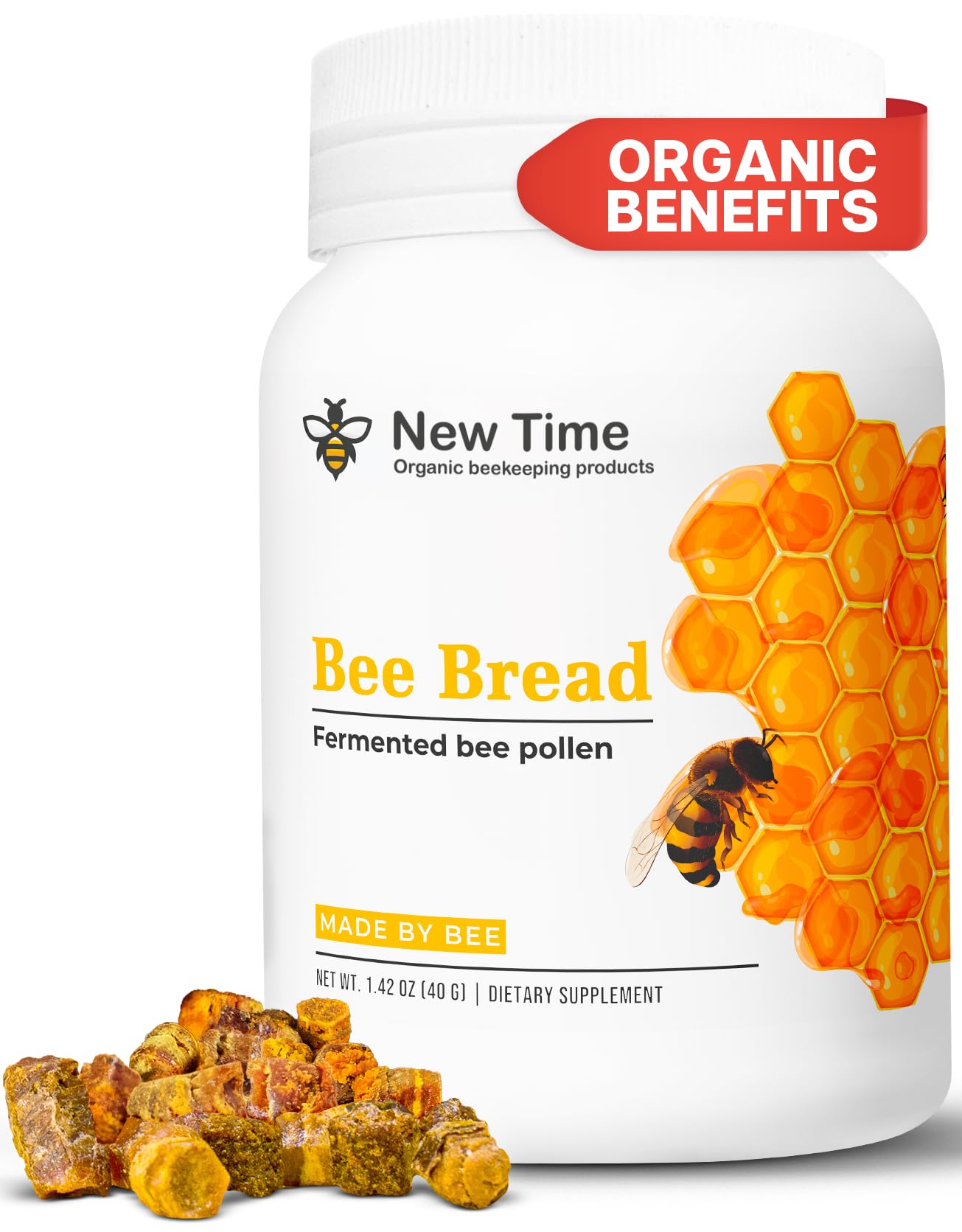 Rangement pratique de pain d’abeille bio dans cuisine.