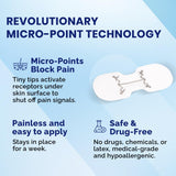 PainPause micro-pointes-sous-peau: activation ciblée des récepteurs pour réduction potentielle.