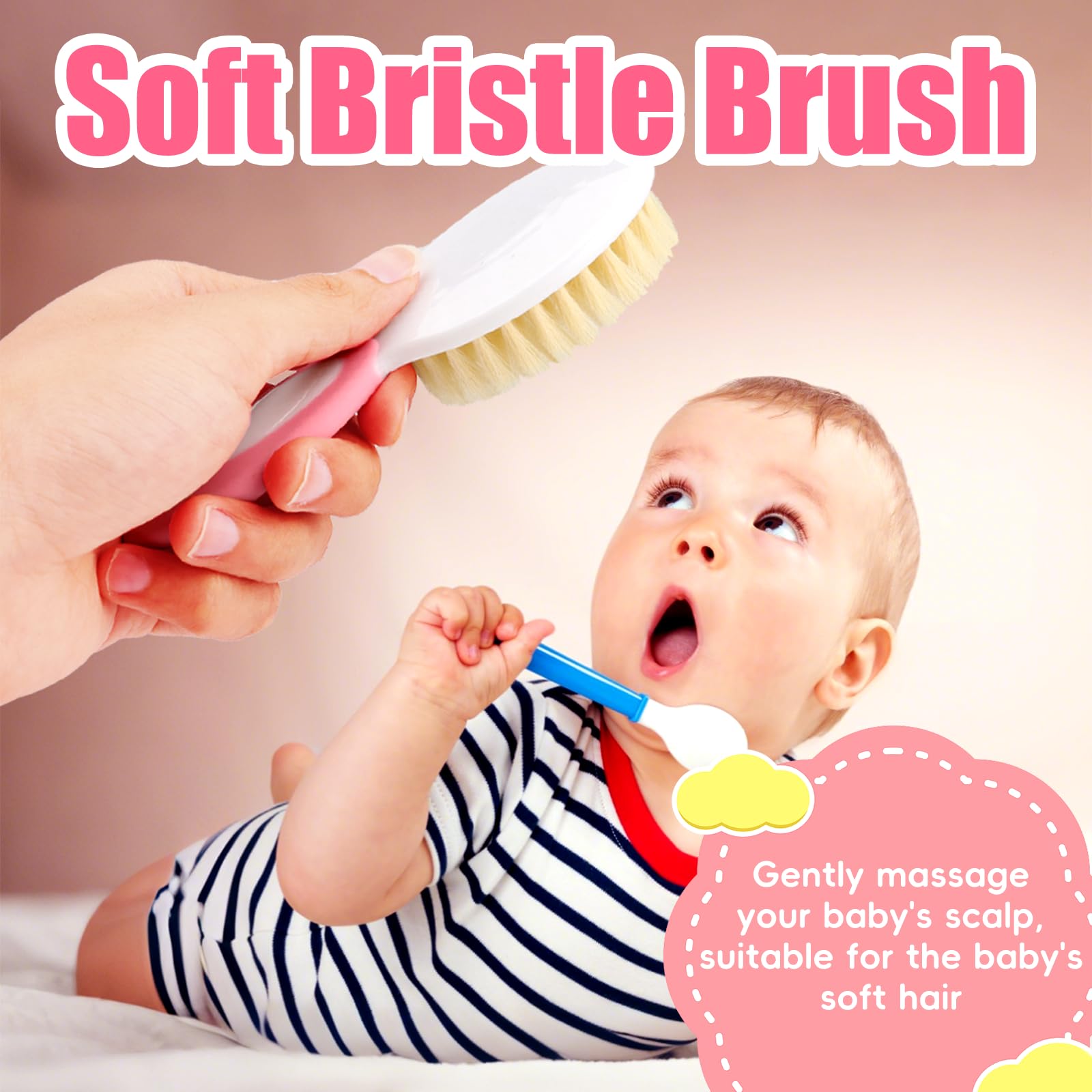 PAKENYESHA peigne bebe dents arrondis pour soin en douceur.