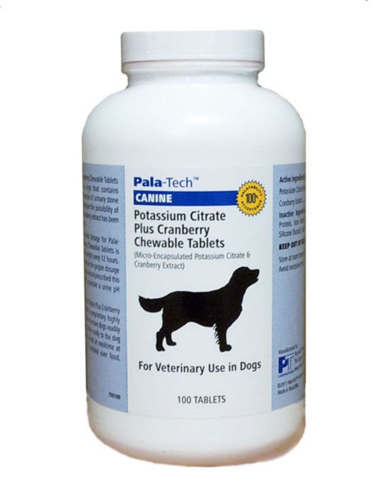 Pala Tech Dog UTI comprimés à mâcher au citrate de potassium et canneberge pour soutenir le système urinaire.