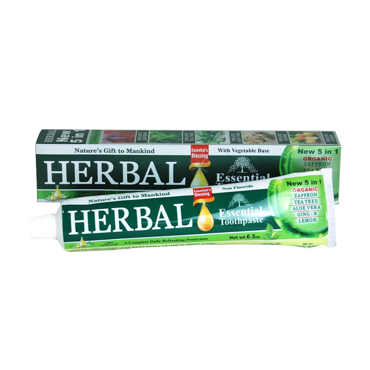 Dentifrice Essential Palace aux herbes, bouteille, fraîcheur naturelle et soin quotidien.