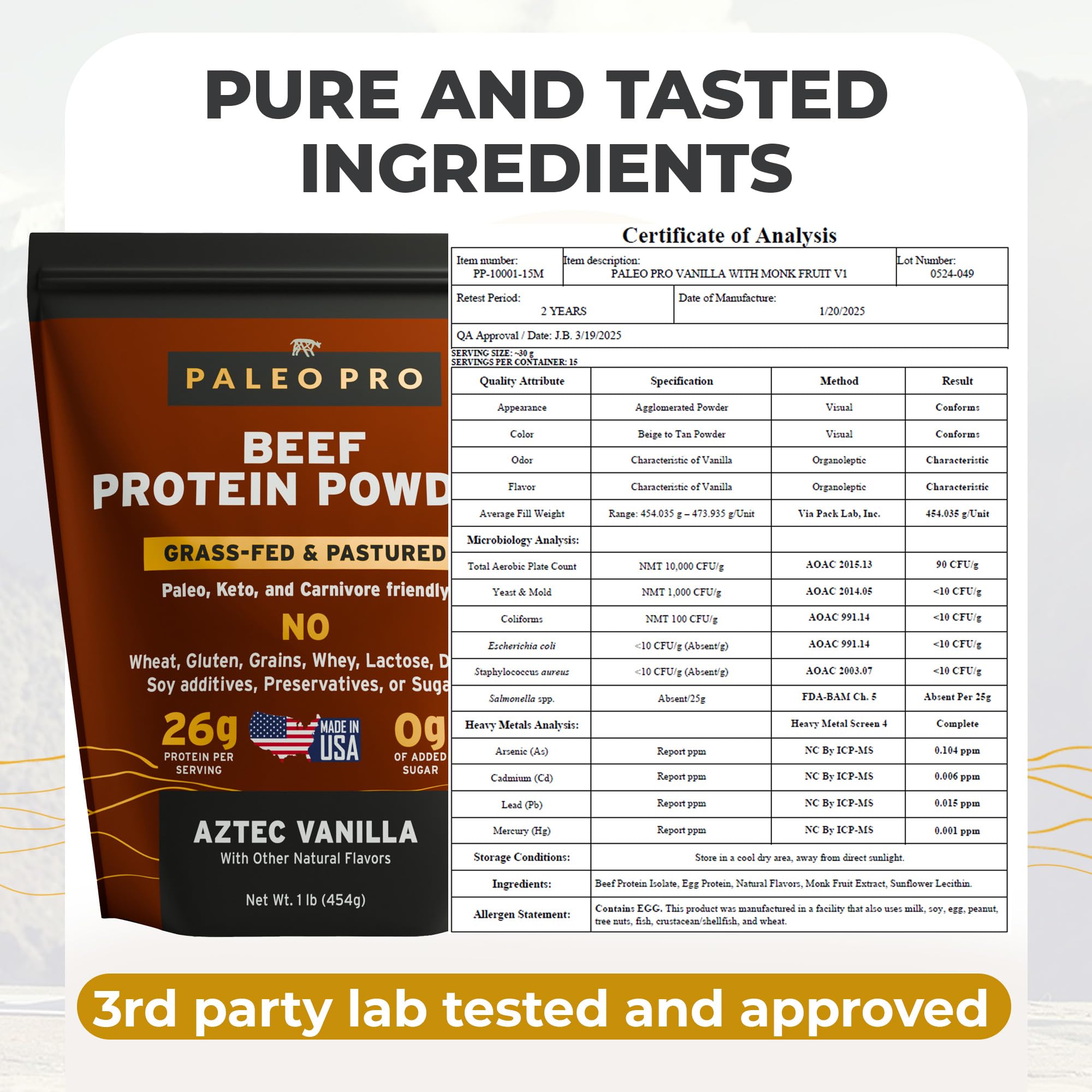 Paleo Pro protéine de boeuf, doseur pratique pour doser.