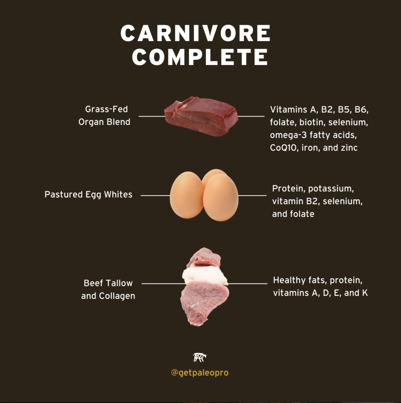 PaleoPro Carnivore Complete - macros cétogènes, sans sucre ni glucides nets.