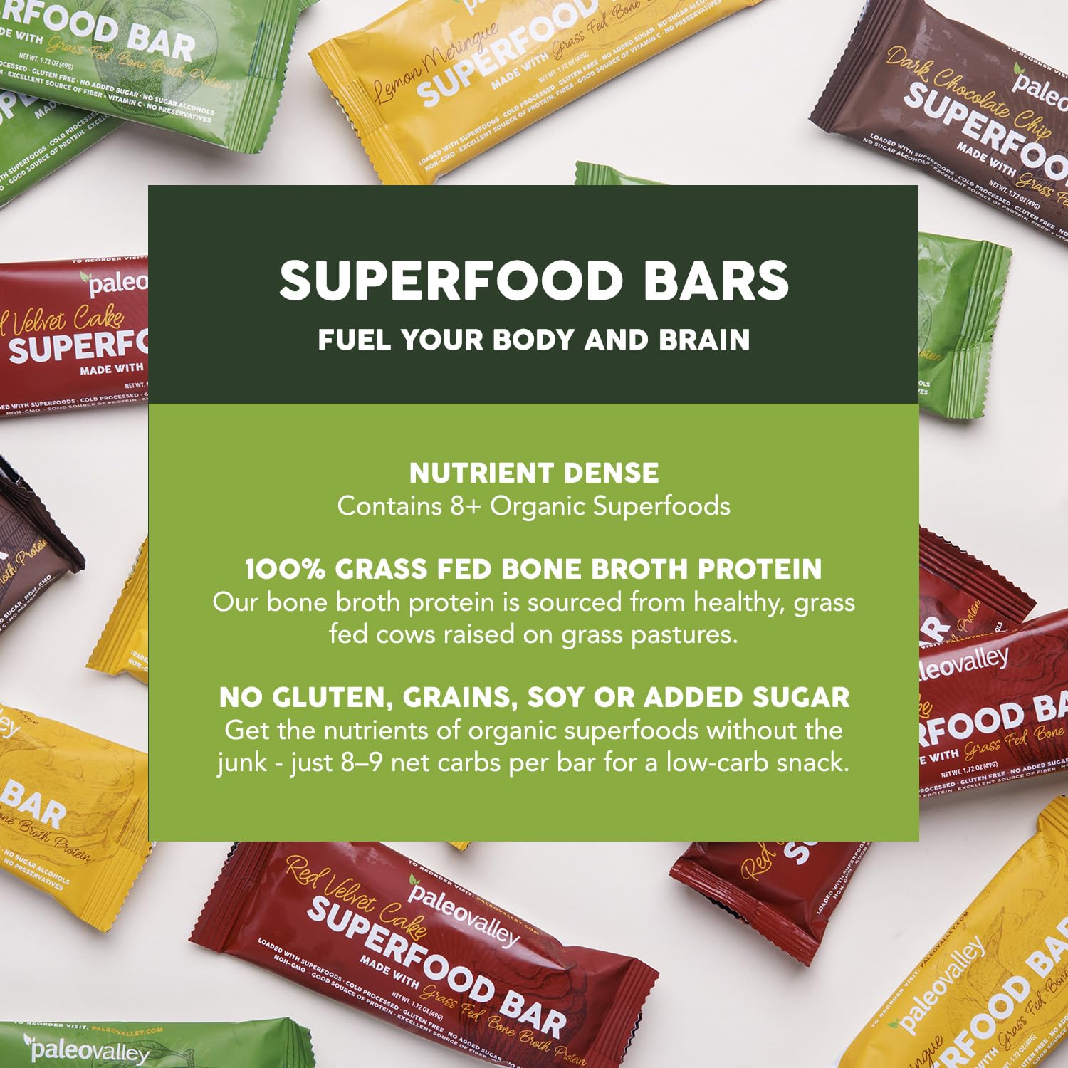 Barres Paleovalley sucres naturels: douceur naturelle sans pic de sucre.