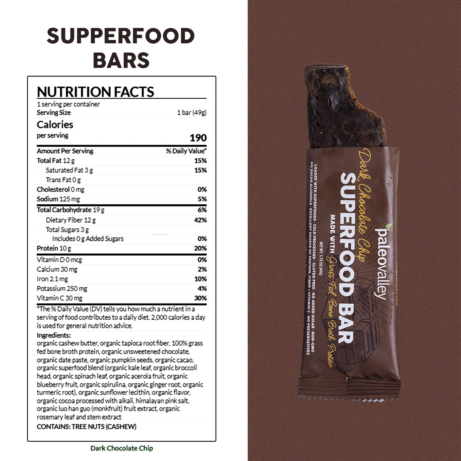 Barre Paleovalley, texture moelleuse au chocolat, collation pratique et savoureuse.
