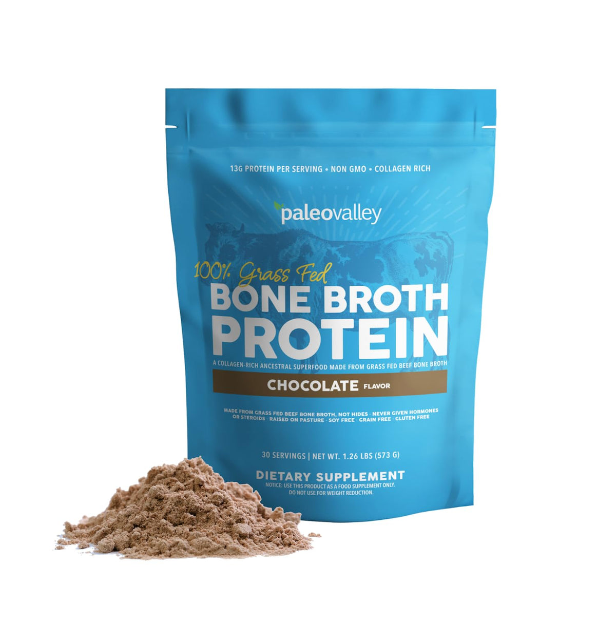 Paleovalley Bouillon d’Os en Poudre Chocolat — bouteille prête à mélanger pour un apport protéique