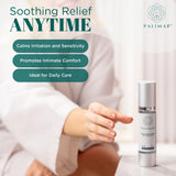 Texture soyeuse PALIMAR gel intime apaise irritations et tiraillements.