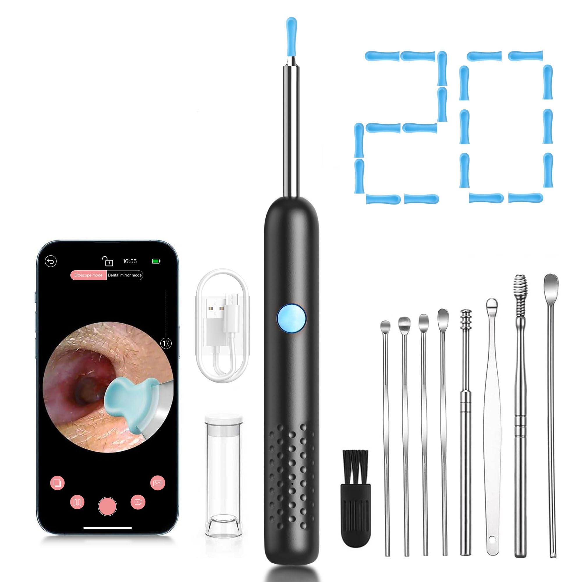 Pamelegy caméra oreille 1080p offre une vue claire pour un nettoyage précis.