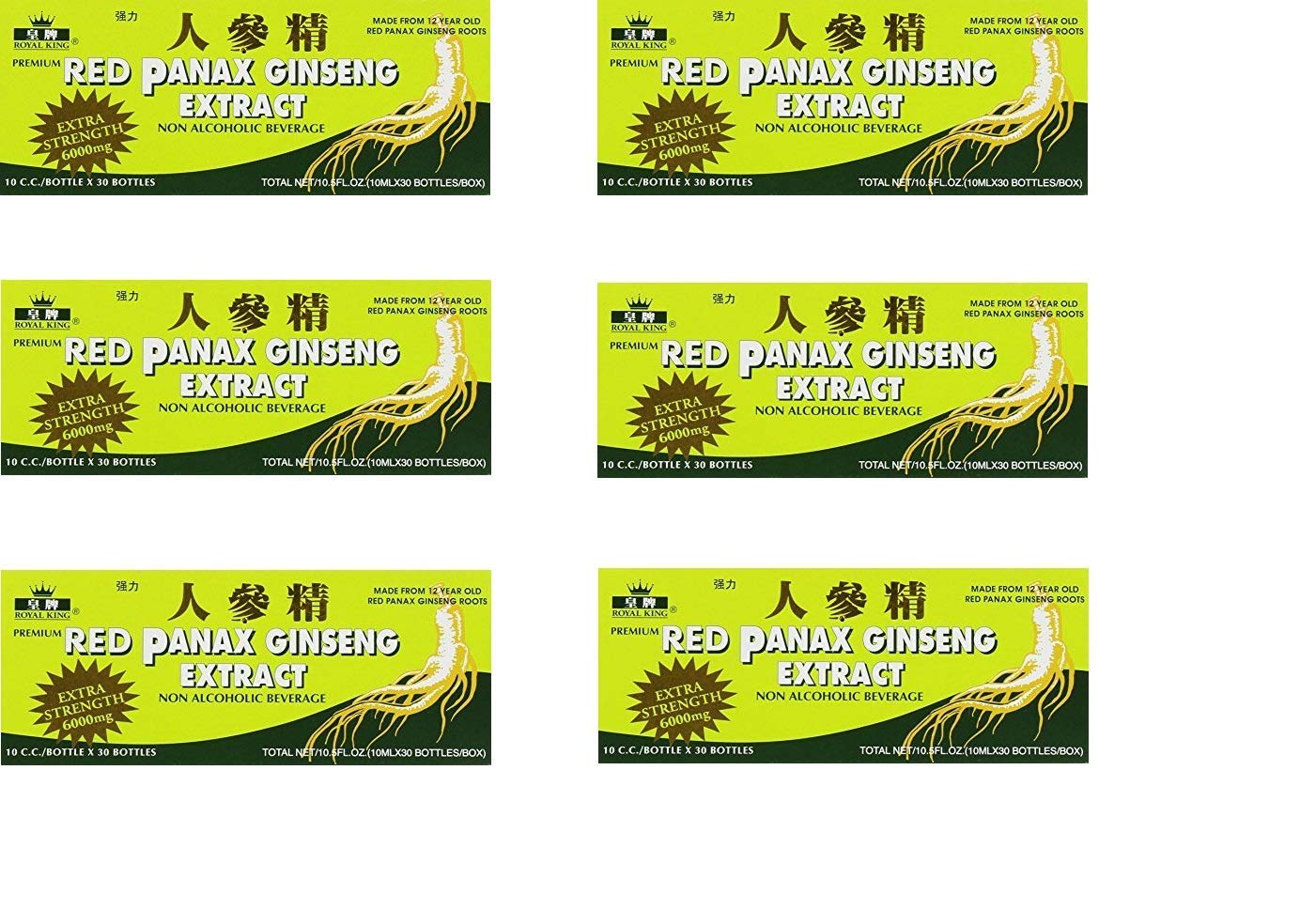 Panax Ginseng Royal King Red, pack de six boîtes, énergie et bien-être quotidien.