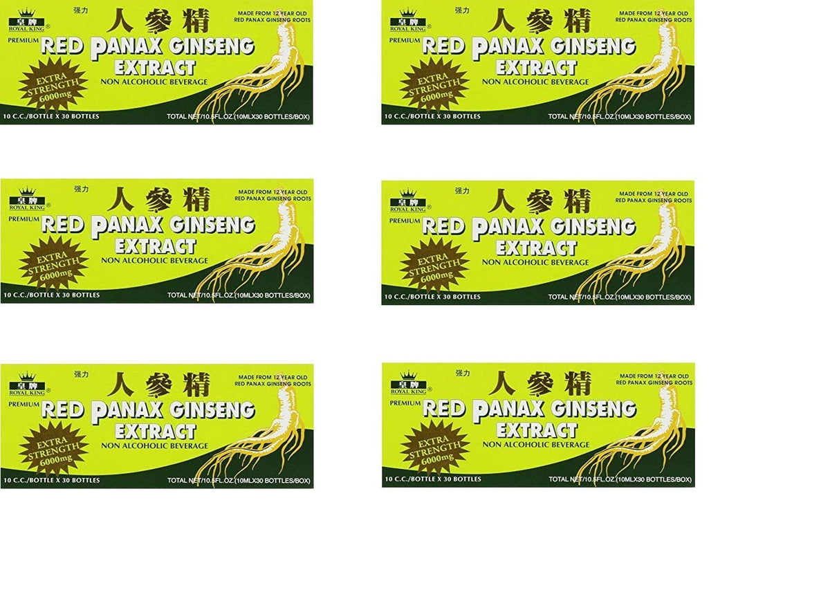 Panax Ginseng Royal King Red, pack de six boîtes, énergie et bien-être quotidien.