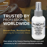 Pancro brume nettoyante pour lentilles application uniforme.