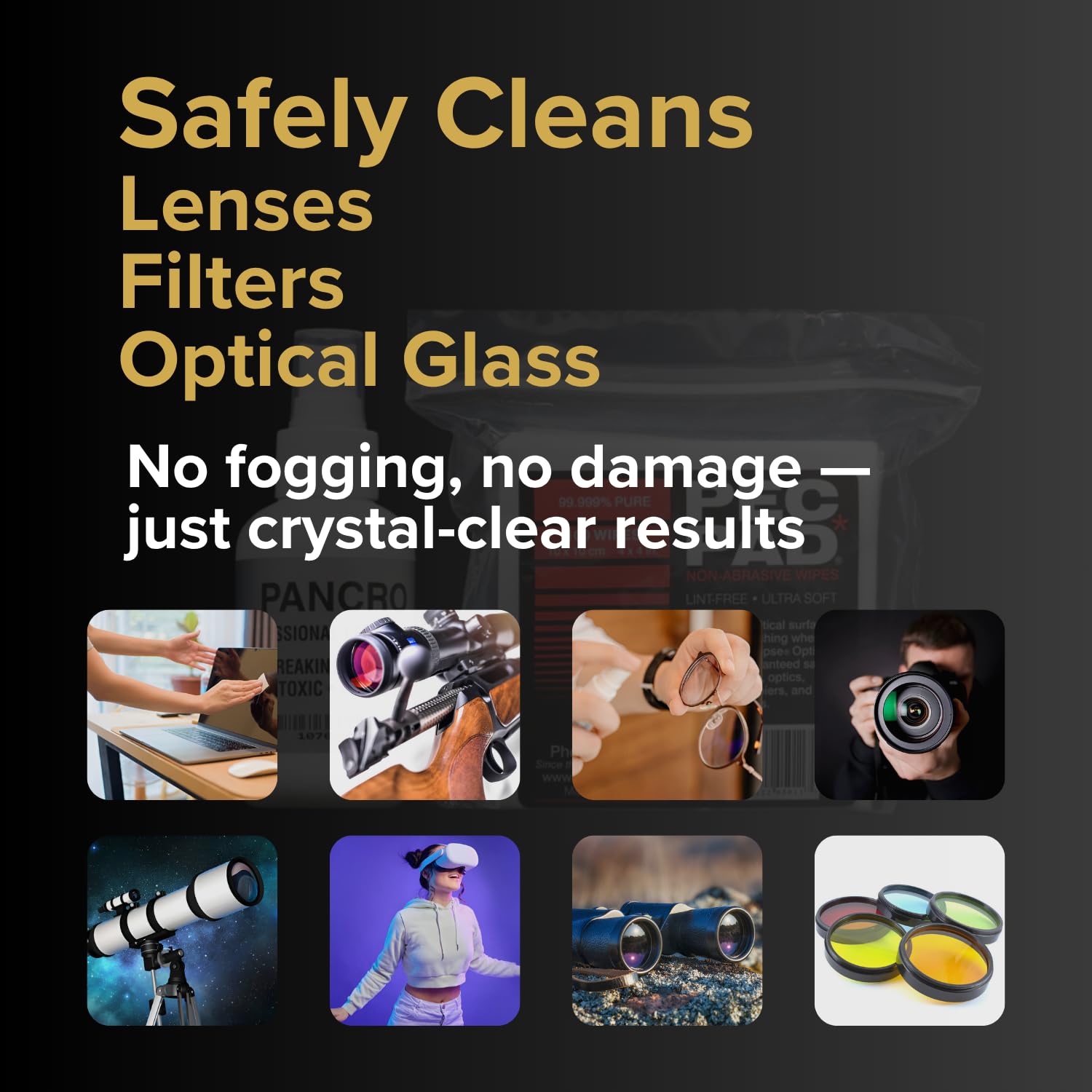Pancro lentilles cristal clair grâce au nettoyage efficace.
