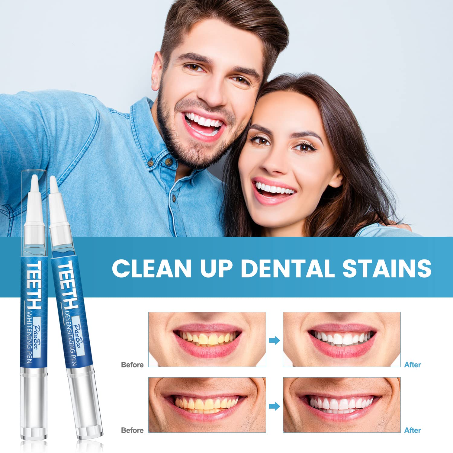 Pankoo application facile du stylo blanchiment dents, idéal en déplacement.