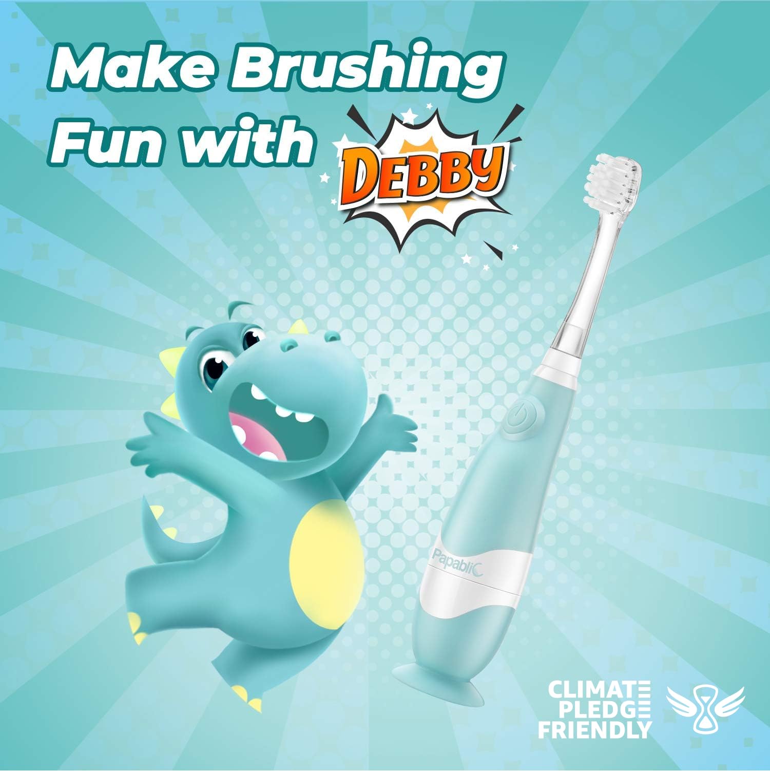 Papablic Debby brosse dentaire bébé 1-3 ans, vibrations douces et efficaces.