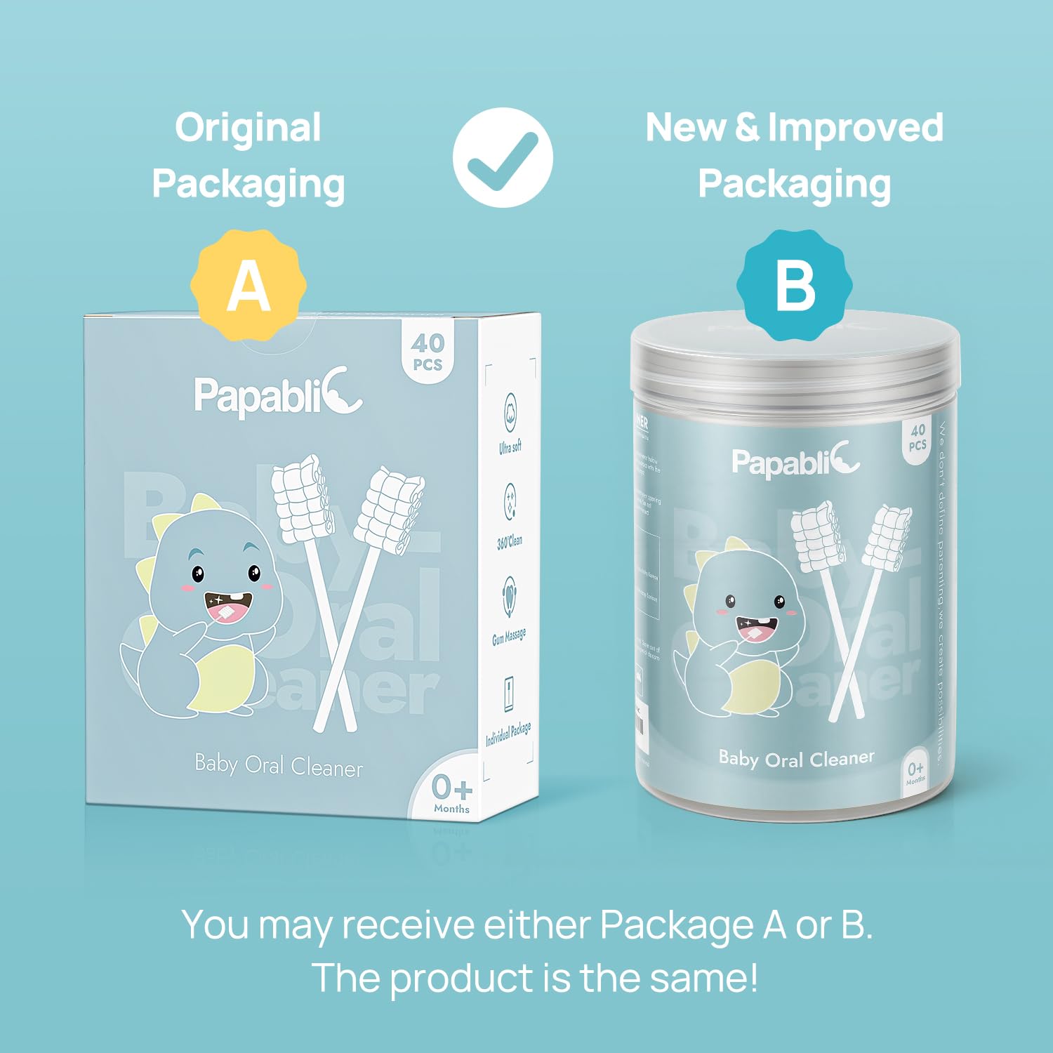 Papablic Nettoyeur langue bébé – manche en papier flexible pour atteindre toutes les zones.
