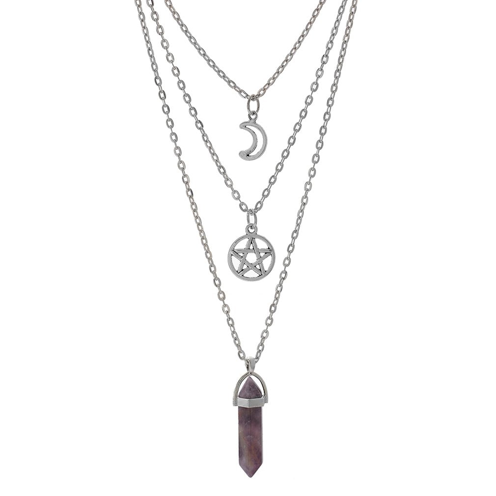 papasgix améthyste collier pendentif pointu avec allure chic et énergie apaisante au quotidien