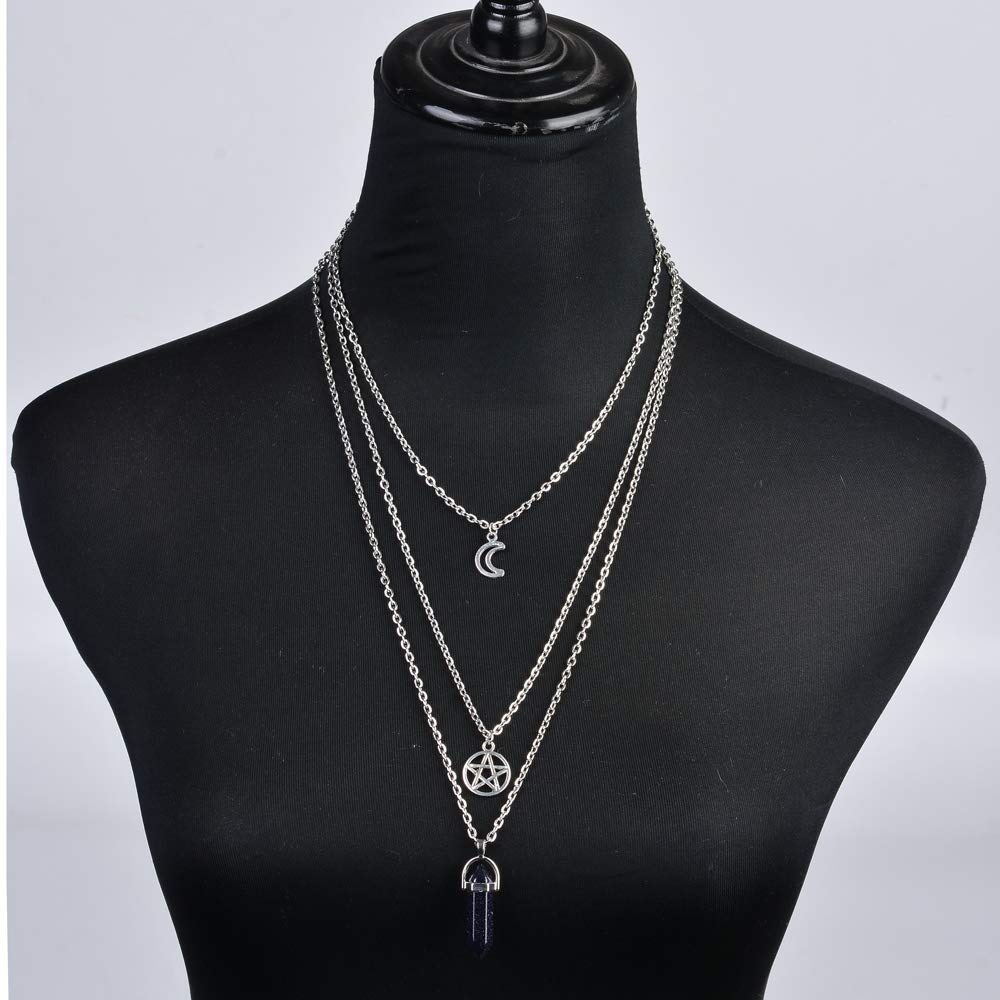 Papasgix lune et étoile, pendentif cristal romantique et bohème.