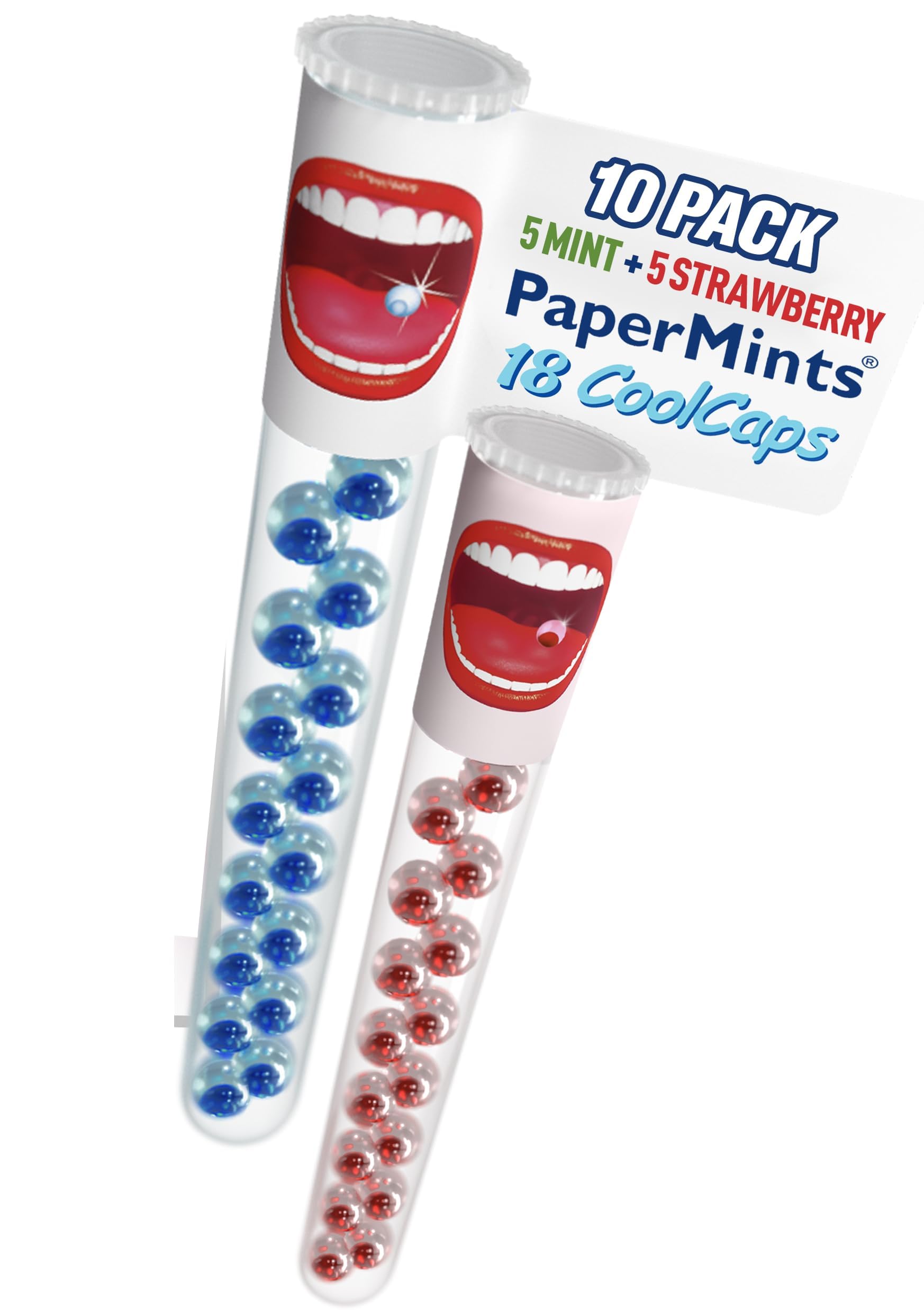 Papermints CoolCaps capsule extérieure éclatant en bouche pour fraîcheur immédiate.