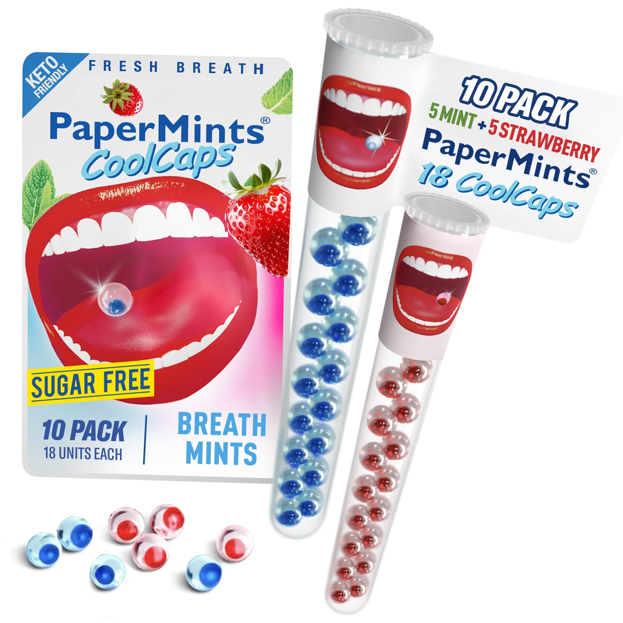 Papermints CoolCaps capsule intérieure libérée dans l'estomac apportant une fraîcheur durable.
