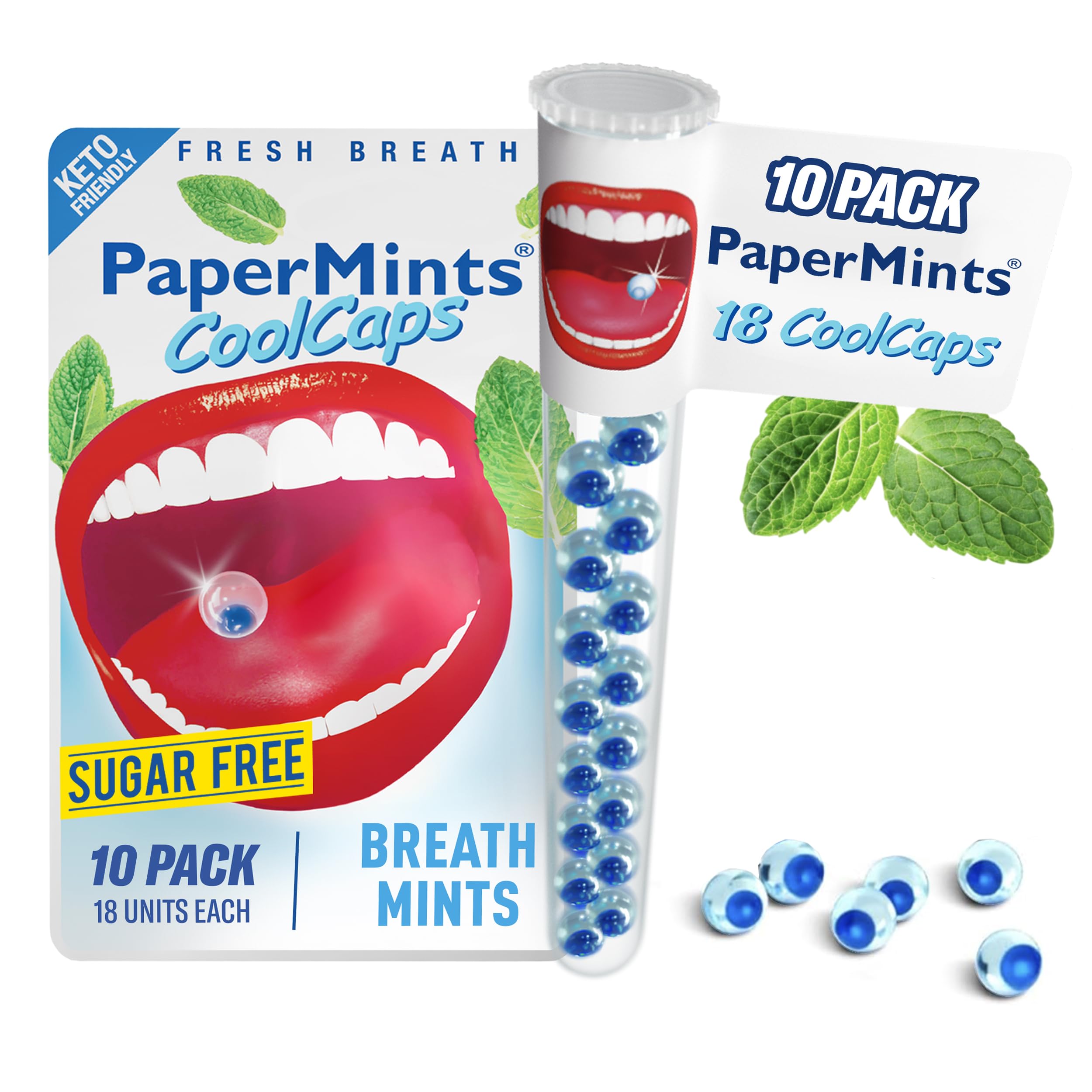 Papermints CoolCaps – ouverture de capsule extérieure pour une fraîcheur instantanée.