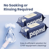 Lingettes PAPMD nettoyant CPAP sans rinçage, pratique en voyage.