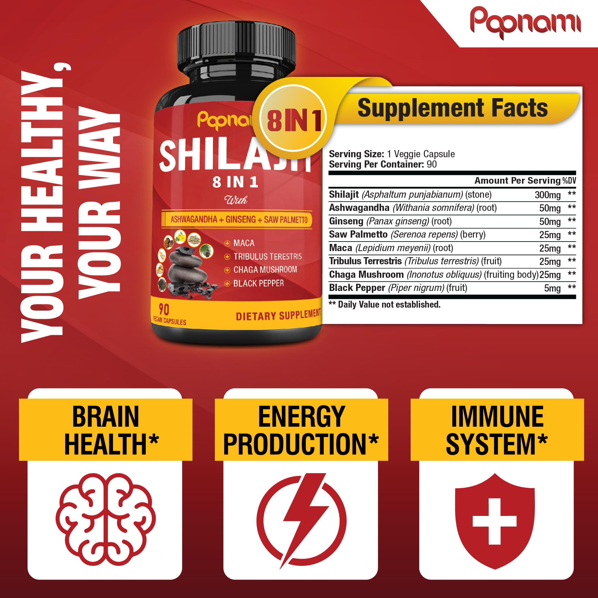 Papnami capsule quotidienne pour énergie et concentration.