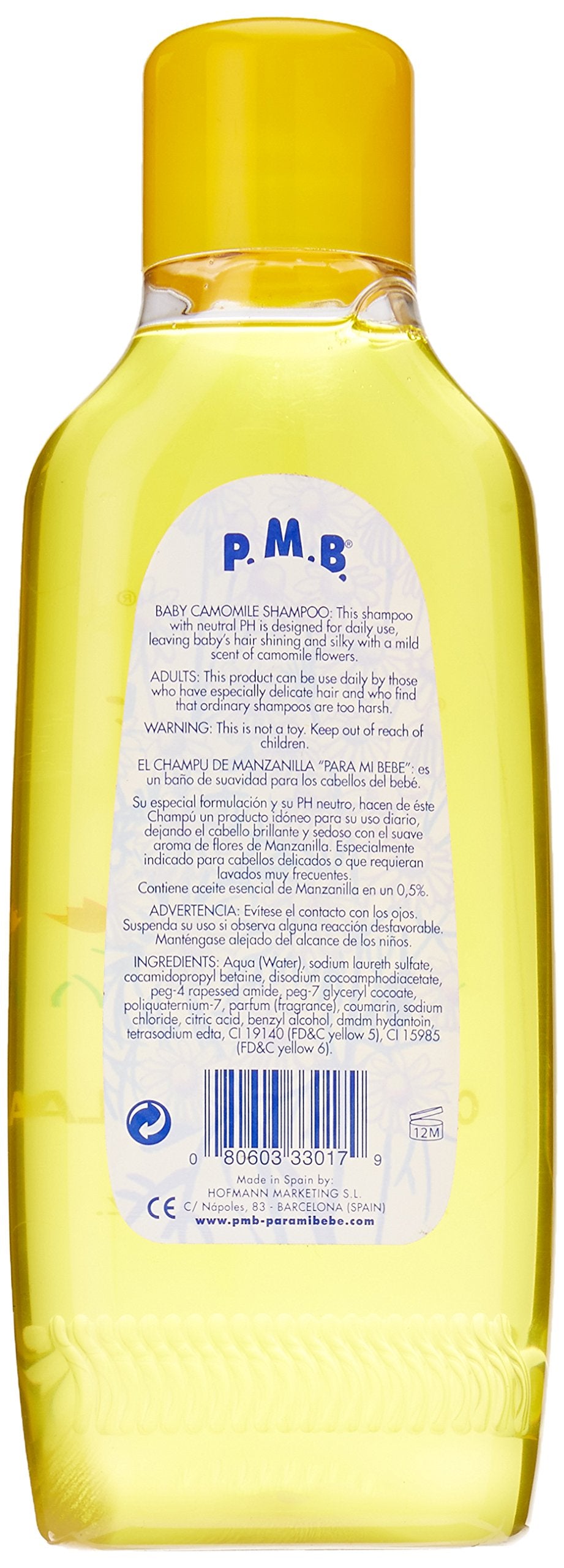 Para Mi Bebe Shampoo Chamomile, etiquette: parfum léger de camomille et usage quotidien en douceur.