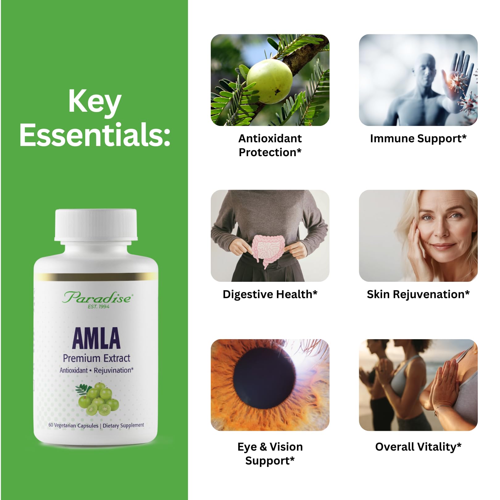 Paradise Herbs Amla – Capsules végétariennes pour une absorption facile et une utilisation quotidienne.