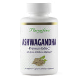 Paradise Herbs Ashwagandha – bouteille, soutien énergie durable et équilibre quotidien.