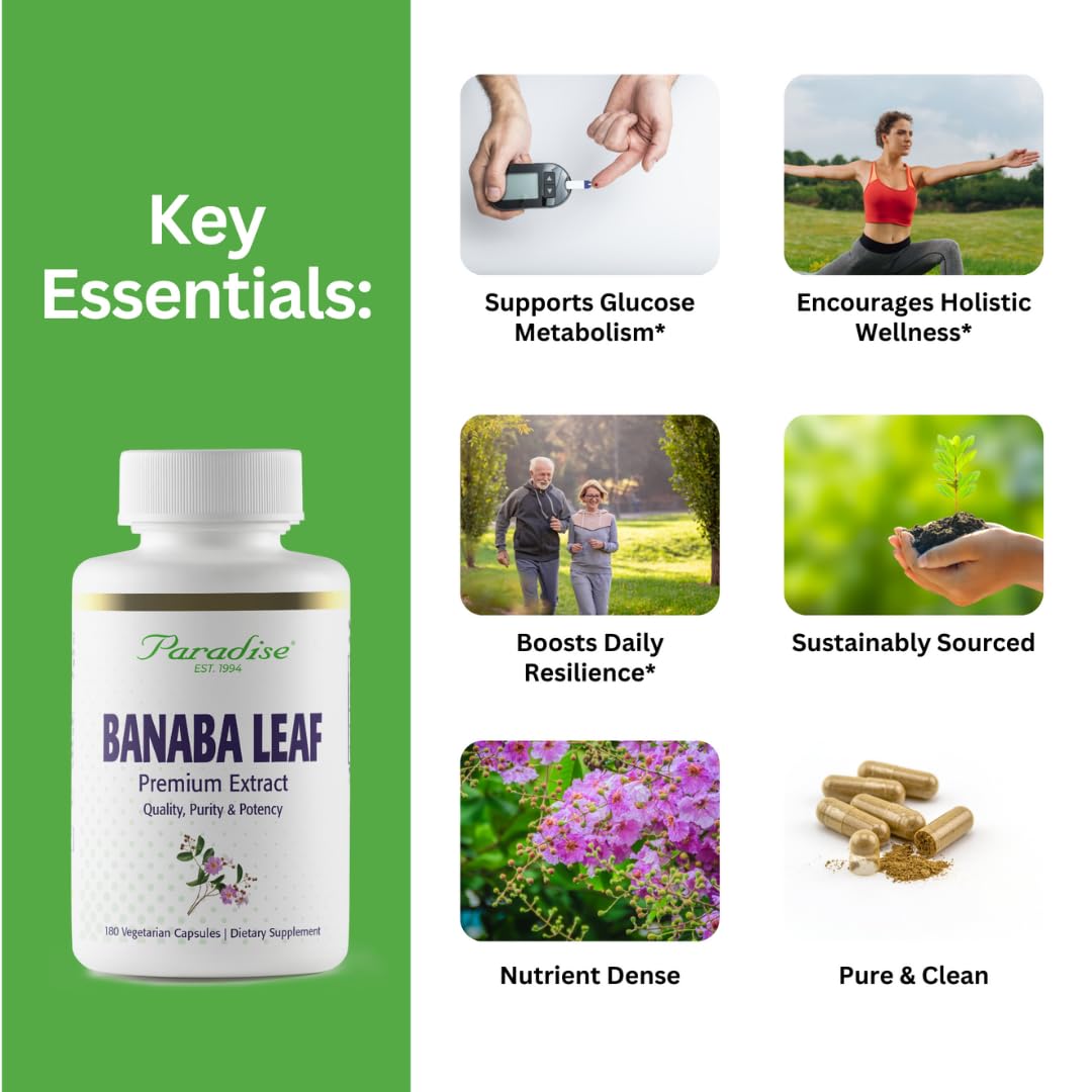 Capsules Banaba 250 mg Paradise Herbs, solution pratique pour l’usage quotidien