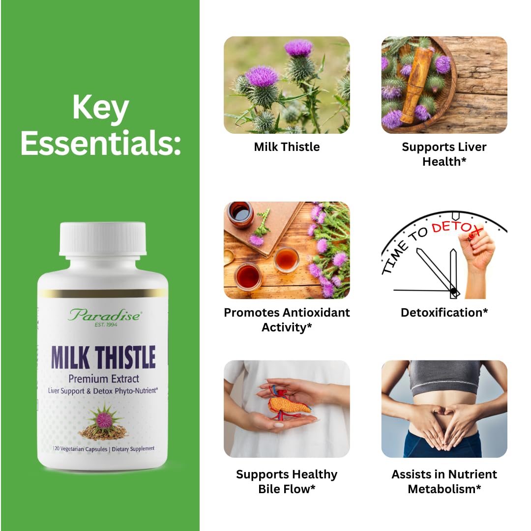 Paradise Herbs Chardon-Marie – gélules végétales, absorption efficace et biodisponibilité améliorée