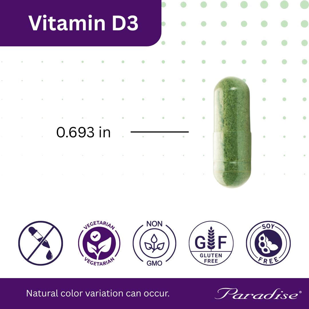 Label détaillé Paradise Herbs Earth's Blend montrant D3 et valeurs nutritives.