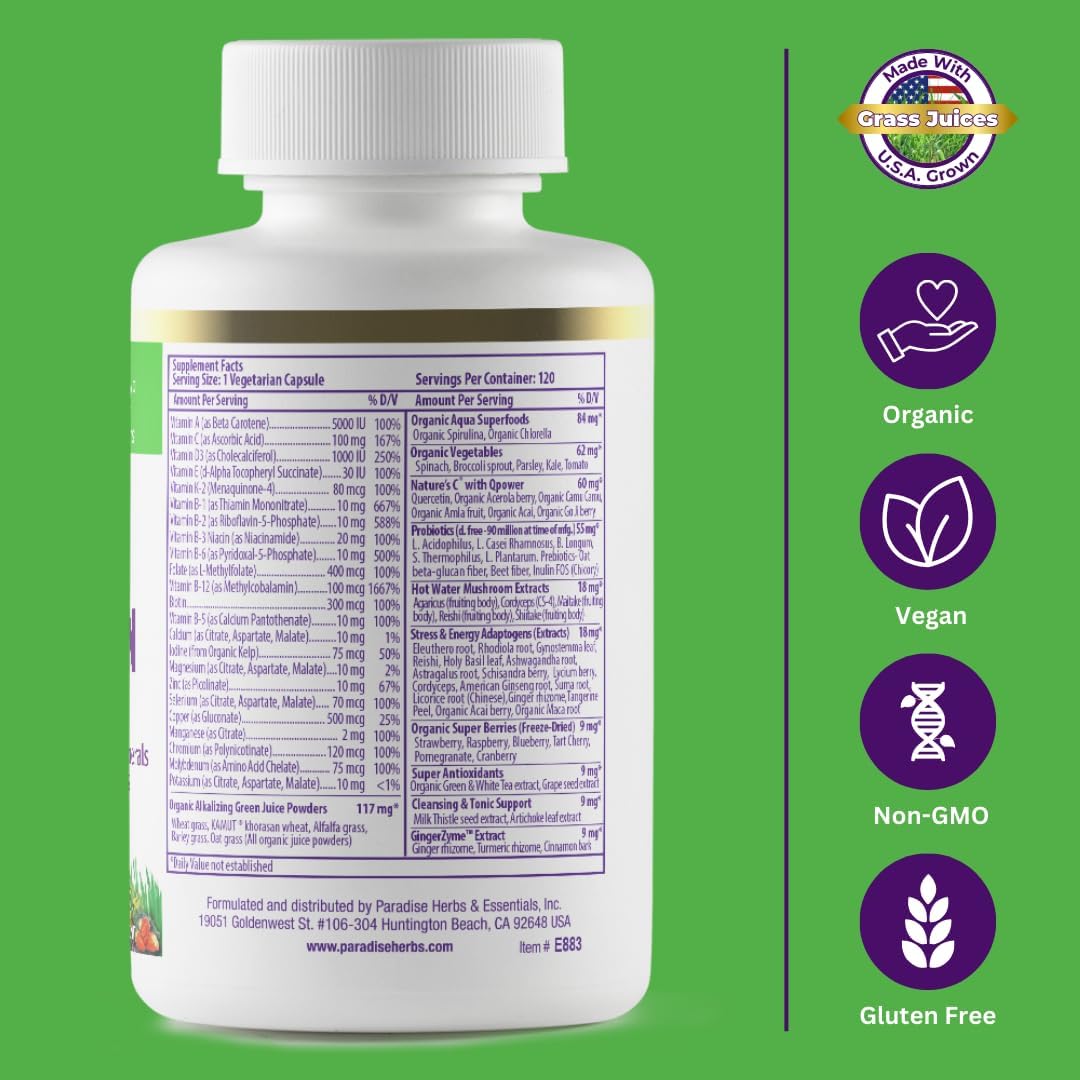 Paradise Herbs Earths Blend: capsules enzymatiquement actives pour meilleure assimilation.
