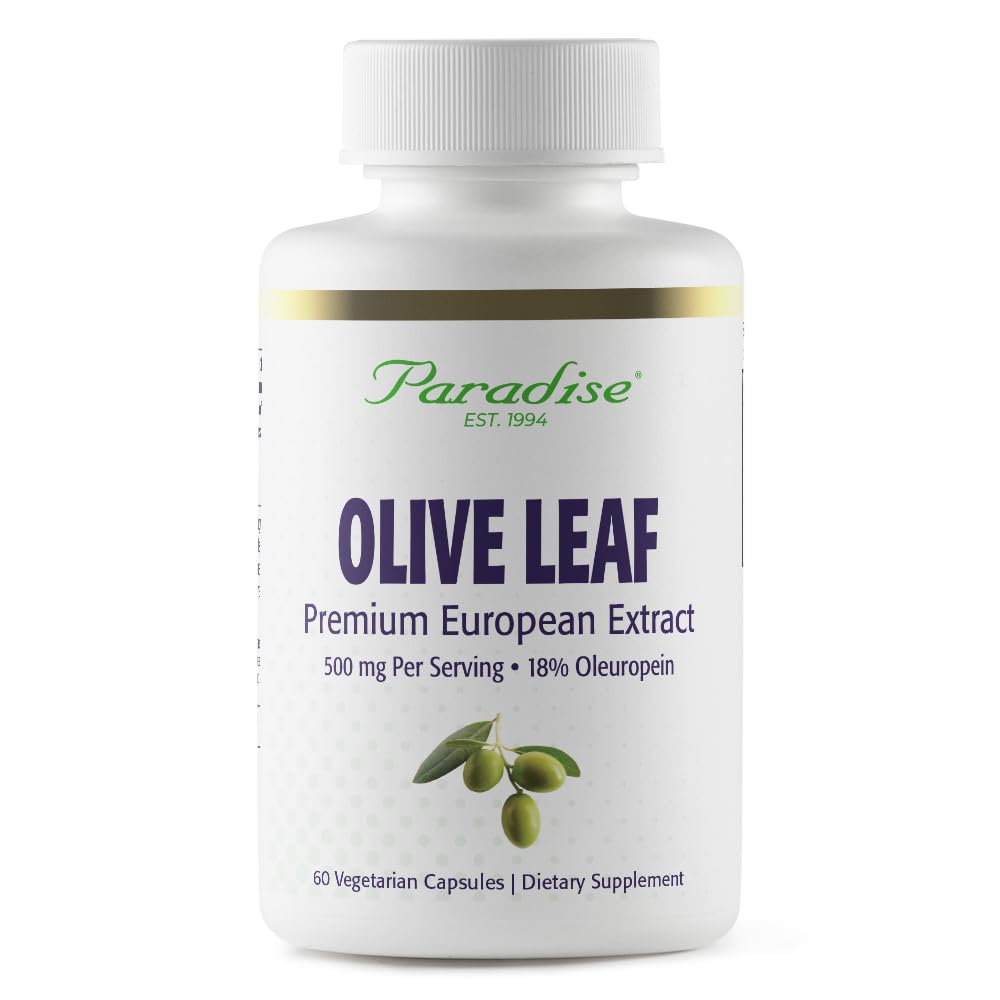Paradise Herbs Olive Leaf Extract, bouteille avec étiquette, soutien antioxydant potentiel.