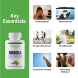 Gélules végétariennes Paradise Herbs Rhodiola Extrait, pratique et facile à intégrer.