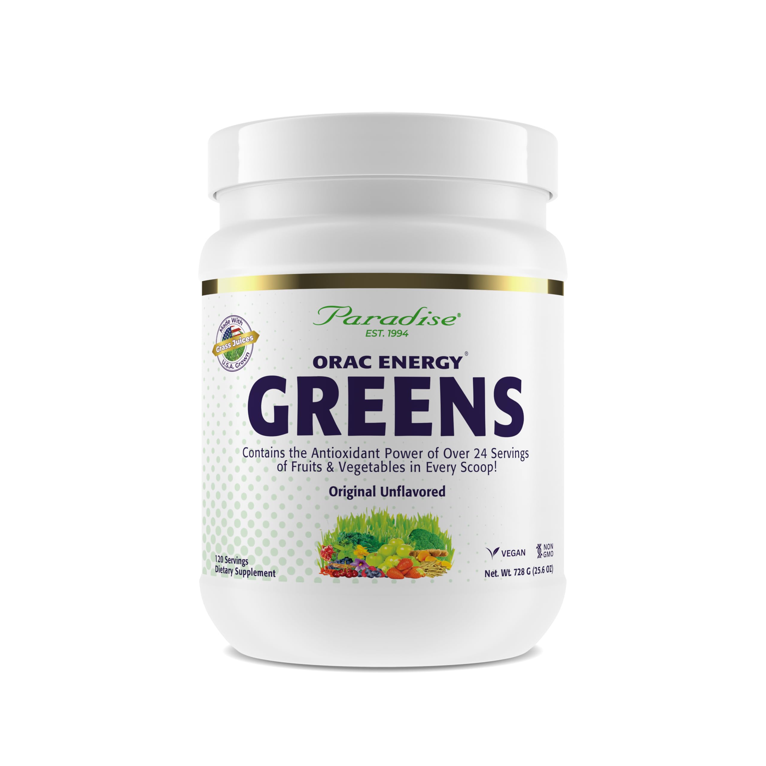 Paradise Herbs ORAC Energy Greens – bouteille-dose, antioxydants potentiels pour la journée