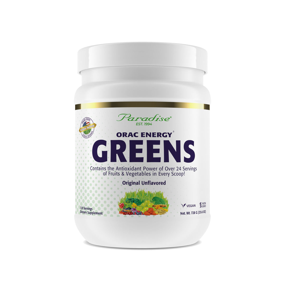Paradise Herbs ORAC Energy Greens – bouteille-dose, antioxydants potentiels pour la journée