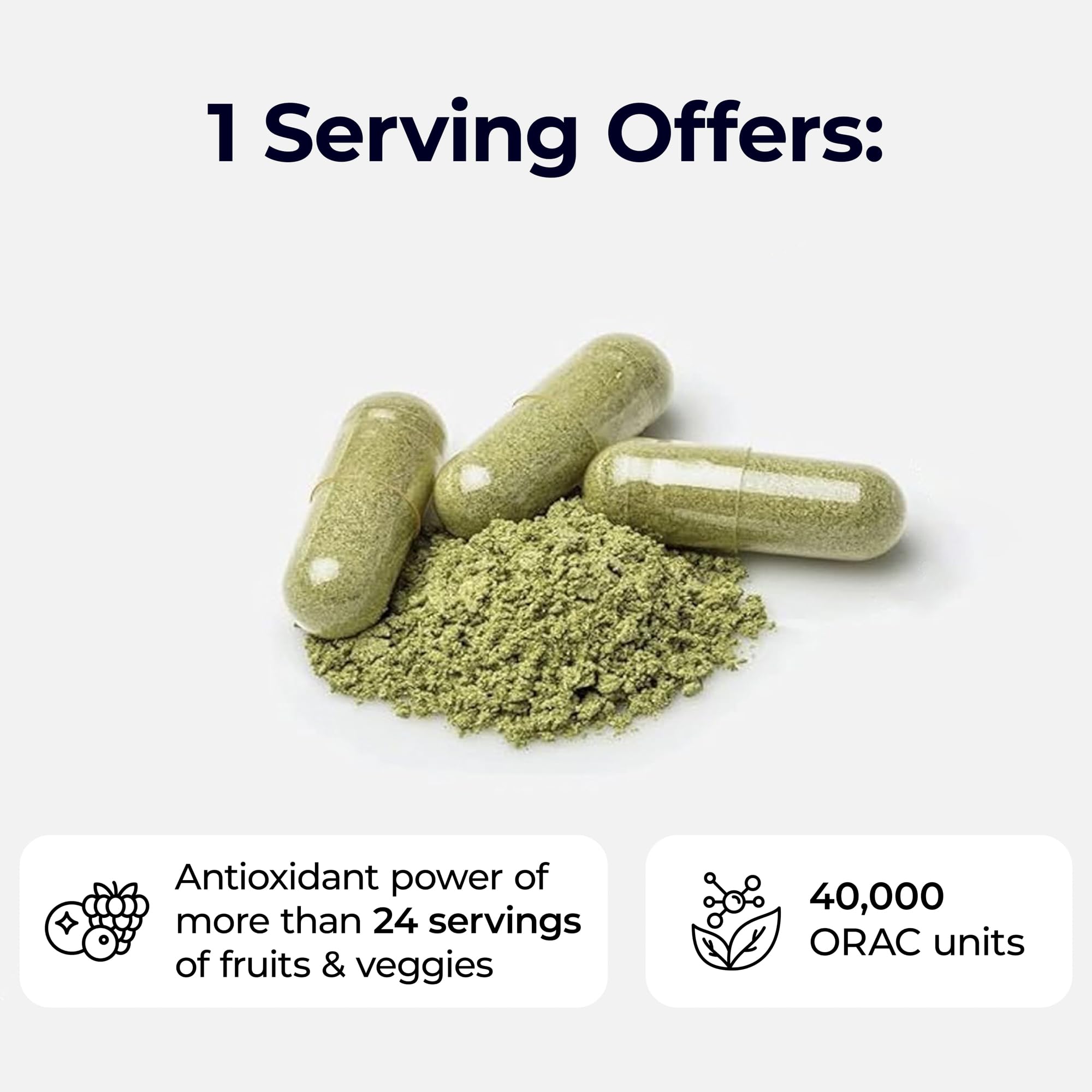 Paradise Herbs ORAC Energy: liste d'ingrédients visibles mettant en avant les nutriments clés.