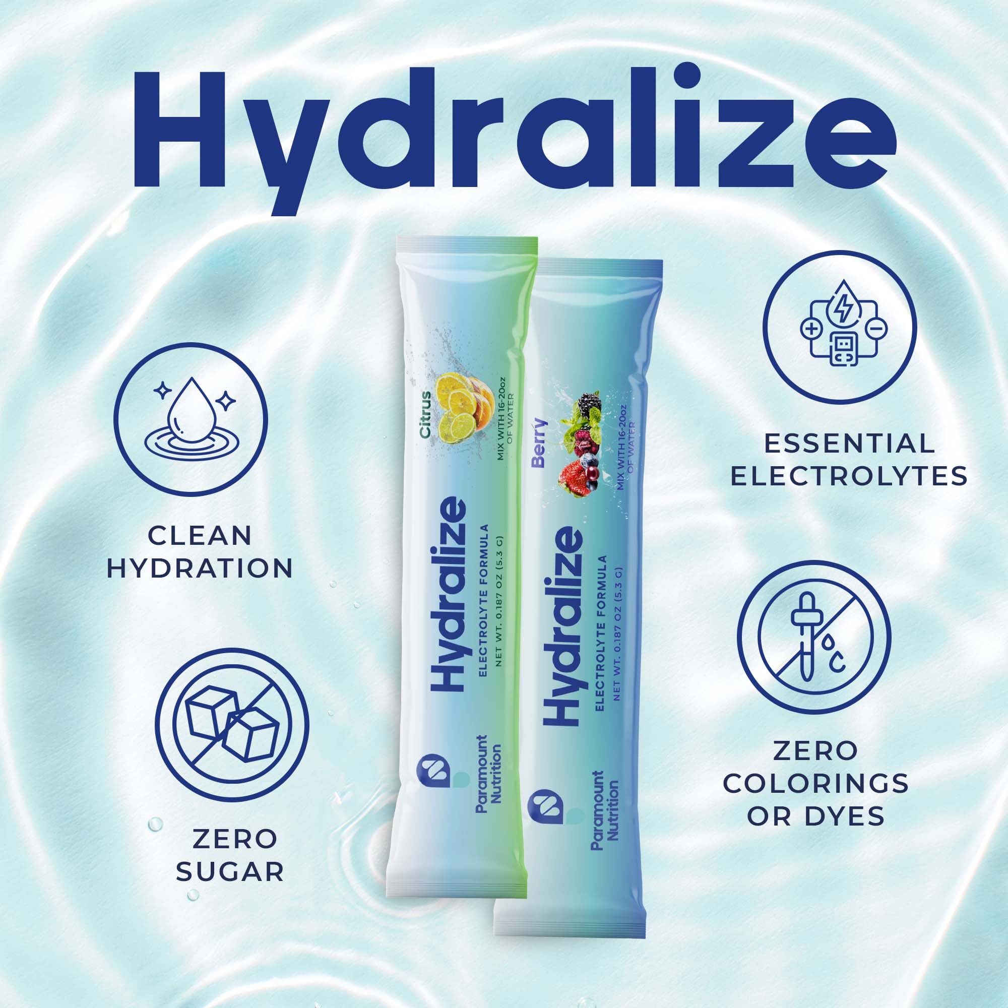 Paramount Nutrition Hydralize arôme citrus: boisson électrolytique rafraîchissante pour l'effort.