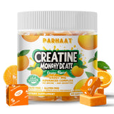 Parhaat Creatine Monohydrate Chews dans la boîte orange prête à l’emploi pour l’entraînement.
