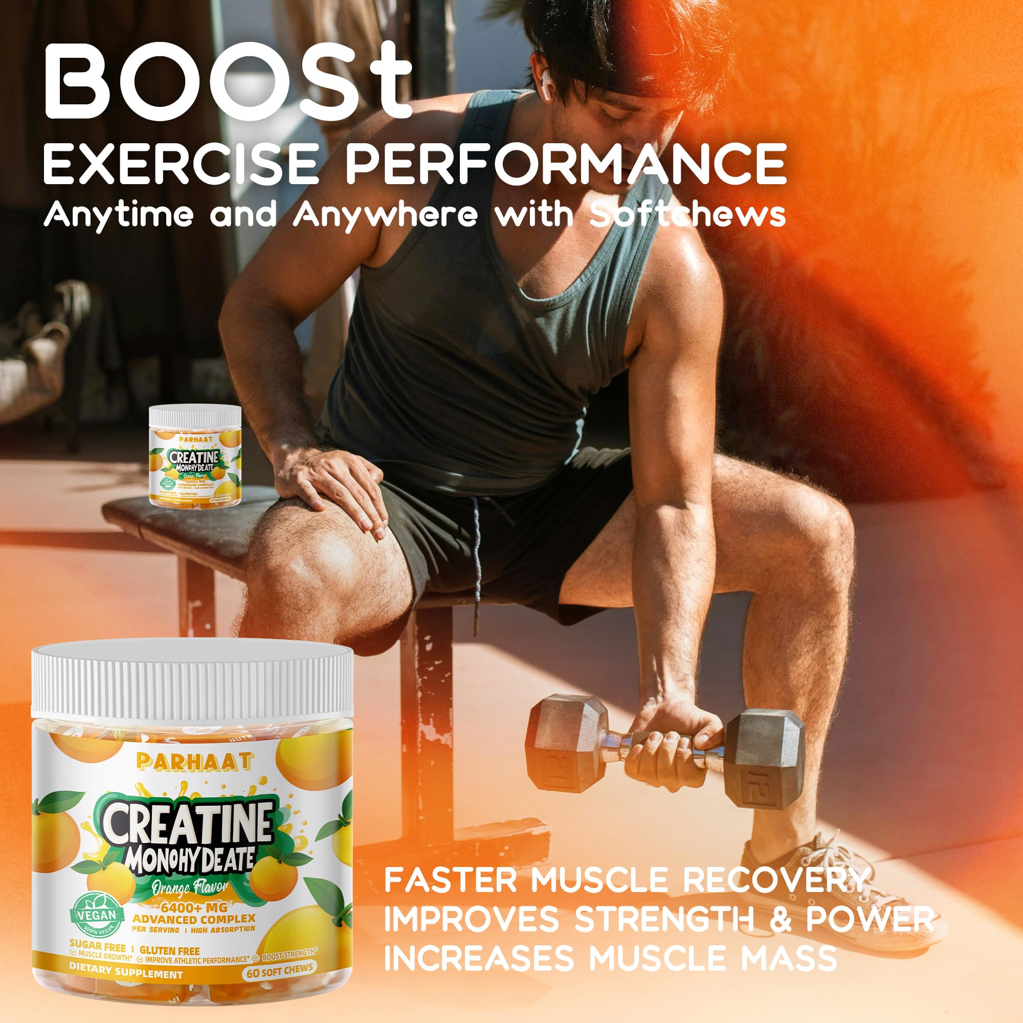 Parhaat Creatine Monohydrate Chews usine certifiée BPF, qualité constante.
