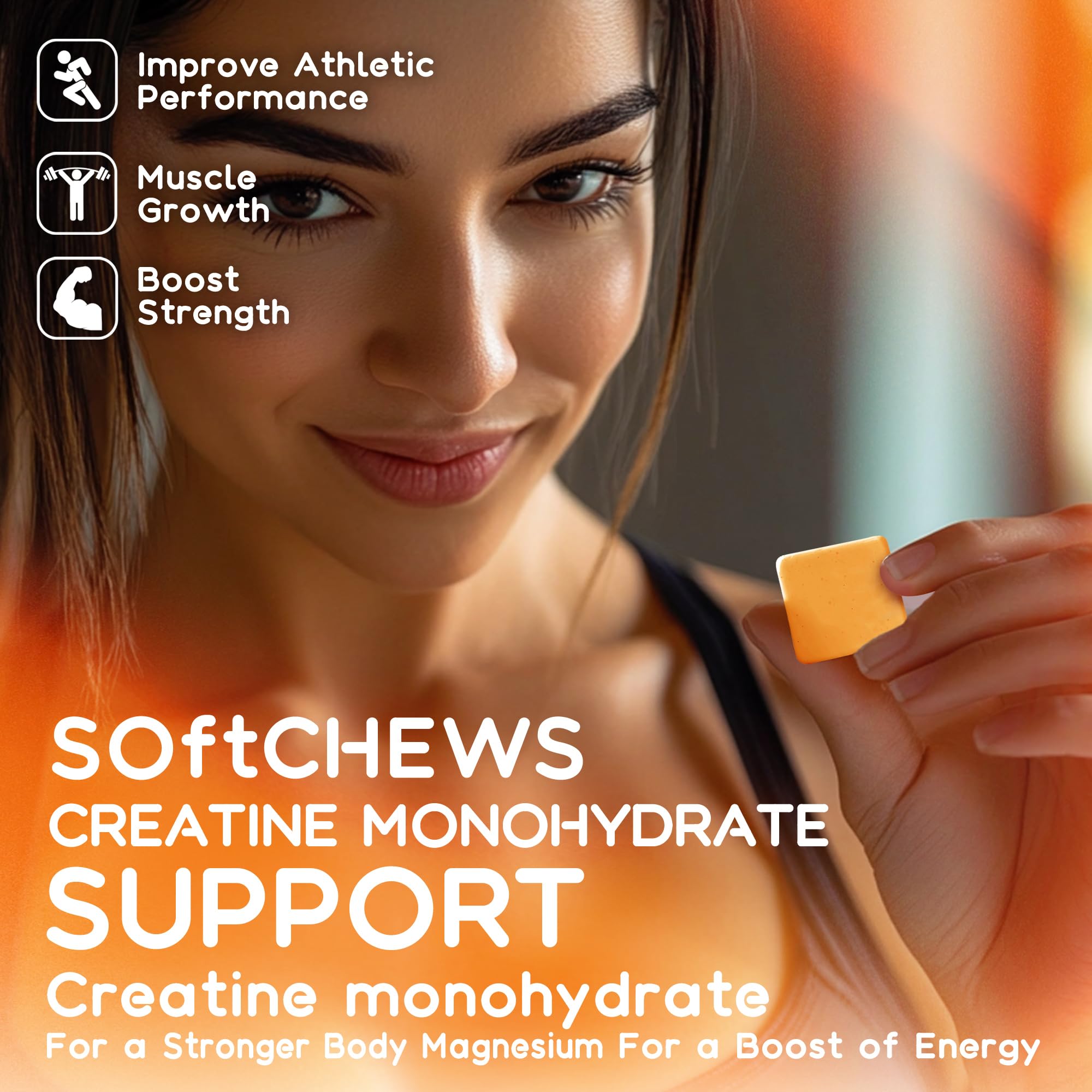 Parhaat Creatine Monohydrate Chews bouchées sans sucre, parfait pour les régimes.