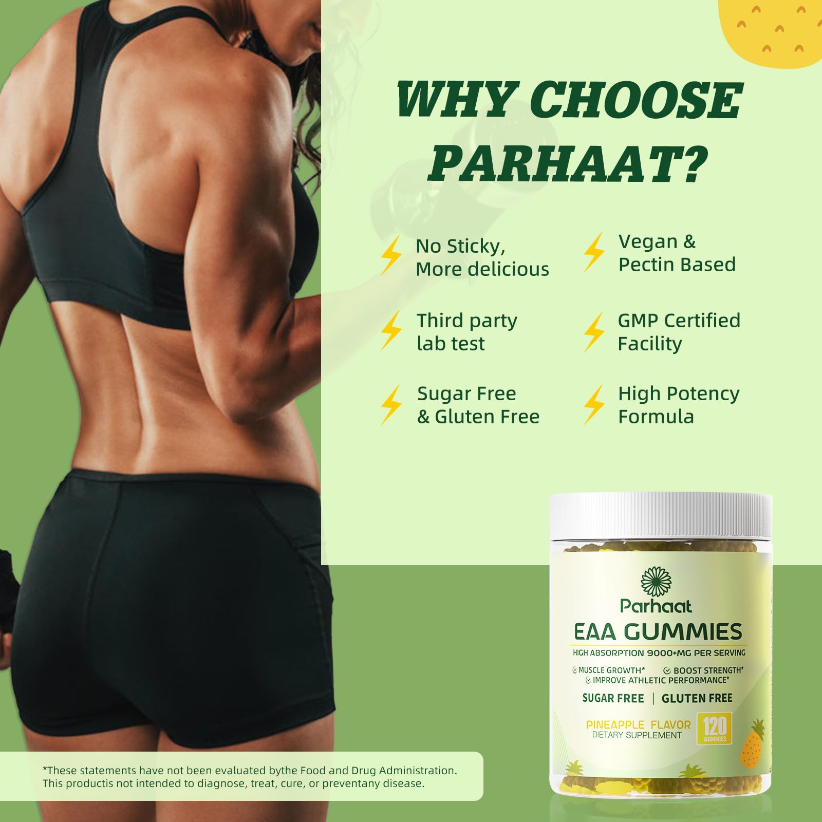 Parhaat EAA Gummies: option adaptée aux végétariens et sans gluten.