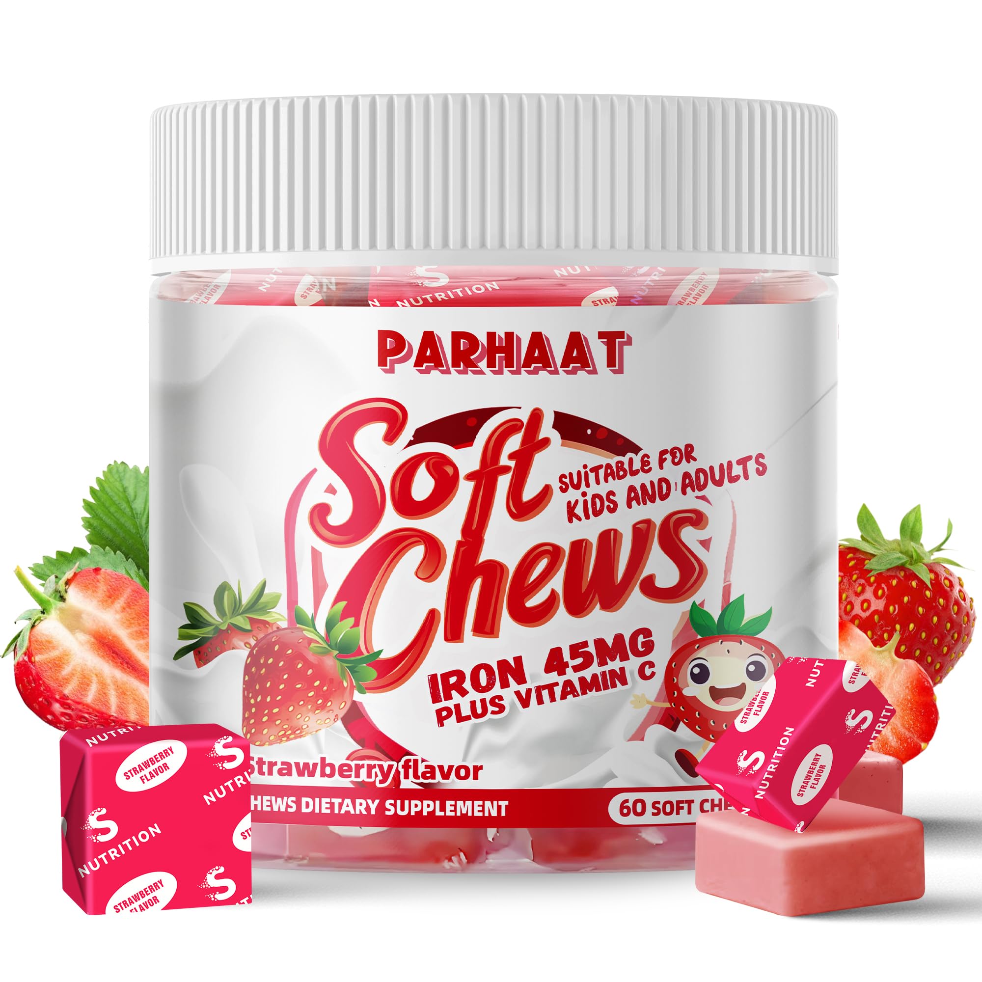 Parhaat Fer Soft Chew – Bouteille pratique pour la routine quotidienne.