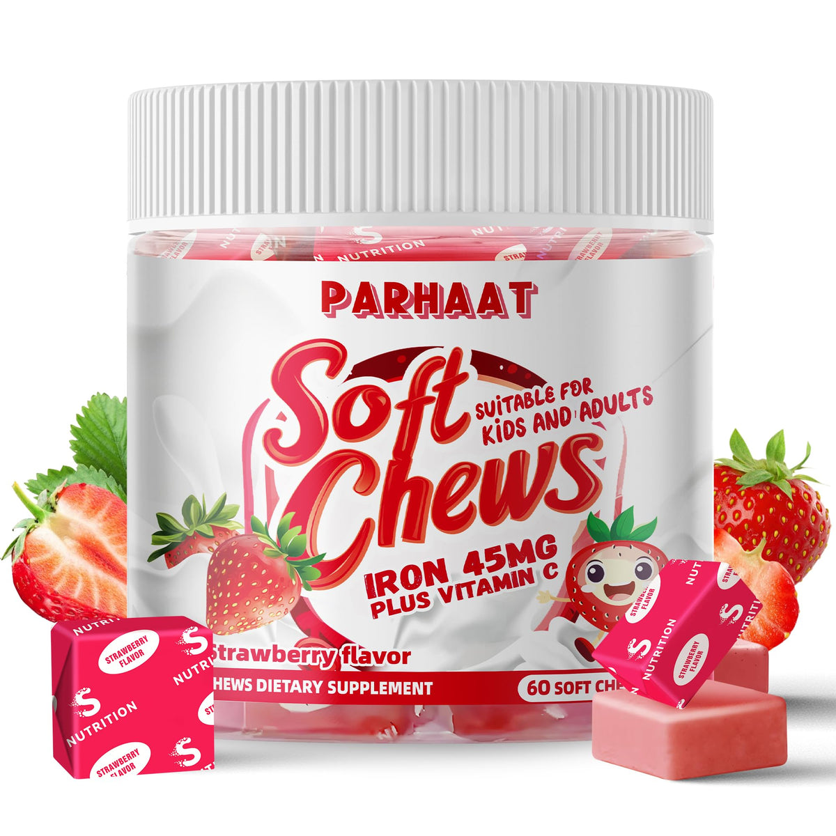 Parhaat Fer Soft Chew – Bouteille pratique pour la routine quotidienne.