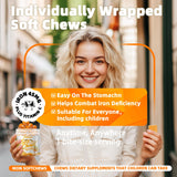Parhaat gommes de fer douces avec vitamine C, absorption potentielle du fer.