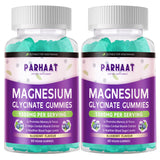Parhaat Magnésium Glycinate Gummies en bouteille bleue, soutien potentiel au bien-être.