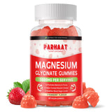 Parhaat gommes magnésium glycinate fraises, goût fruité et soutien potentiel au bien-être.