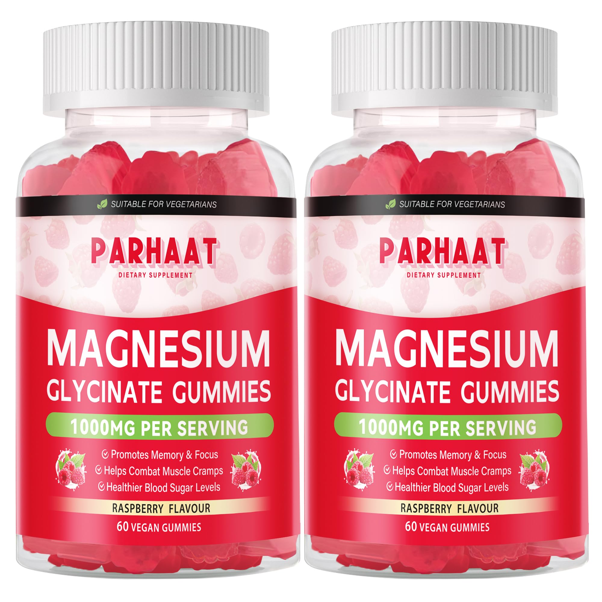 Gommes Parhaat Magnésium Glycinate en bouteille, goût framboise, pratique en routine quotidienne.